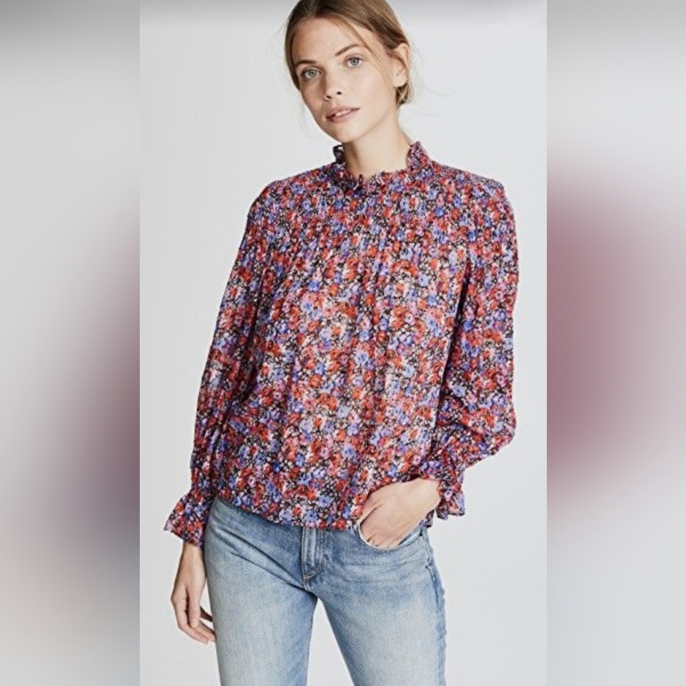 Rebecca Taylor Cosmic Flower Silk Blend Top